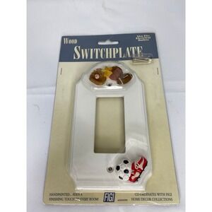 FIGI Sports Switchplate Wood Handpainted Baseball Football Soccer Decor‎